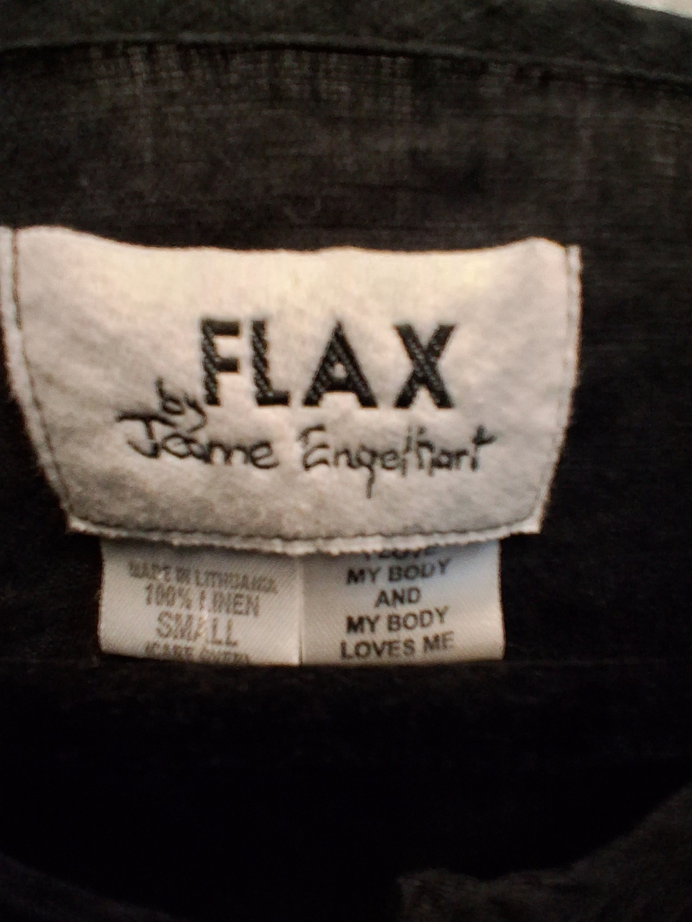 Flax Black Short-Sleeve Linen Button-Front Top - Picture 2 of 4